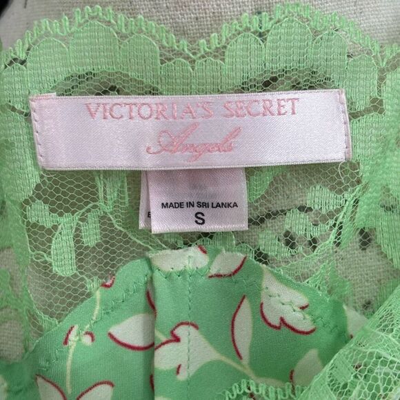 Victoria's Secret Angels Lace Trim Slip Dress/Nightie Gown Green Floral Small - Picture 2 of 10